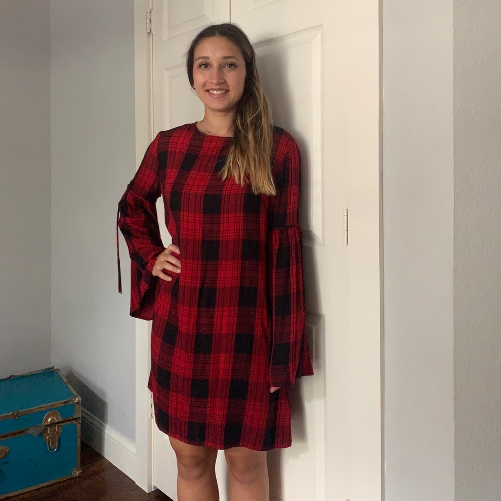 BeachLunchLounge plaid shift dress